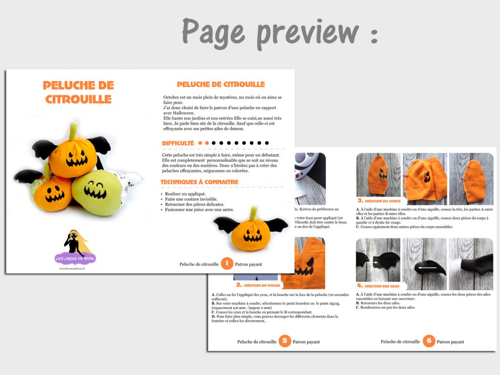 Patron.pdf de la peluche citrouille démoniaque+Tutoriel - Les créas de Rose